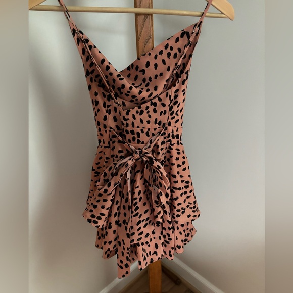 Fashion Nova XS Cowl Neck Ruffle Bottom Romper - Picture 2 of 4